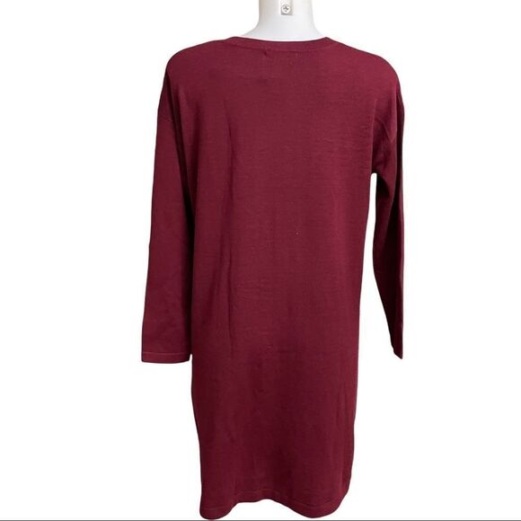 ASOS MATERNITY RIBBED KNIT SWEATER DRESS LONGSLEEVE MAROON SHIFT STRETCHY SIZE 4 - Picture 5 of 10